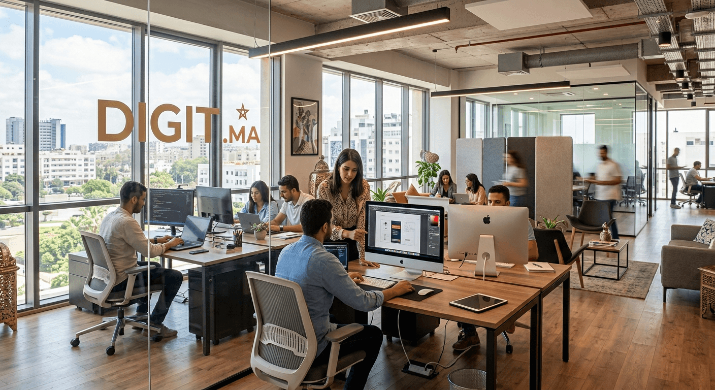 L'équipe Digit.ma au travail sur un projet digital